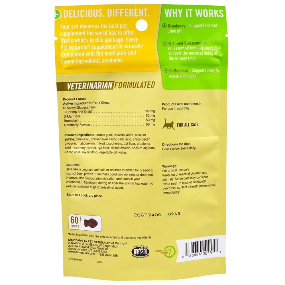 10% OFF: Pet Naturals of Vermont Urinary Tract Support with Cranberry For Cats 60 Chews