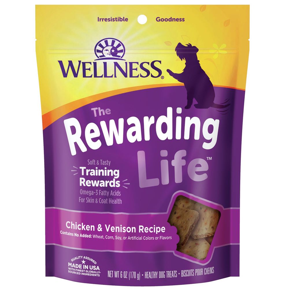 '25% OFF (Exp 13Dec25)': Wellness Rewarding Life (WellBites) Chicken & Venison Grain Free Dog Treats 6oz