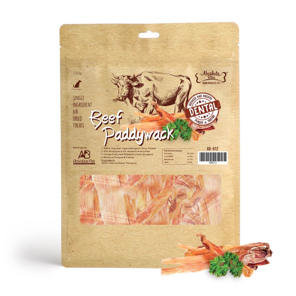 Absolute Bites Air Dried Beef Paddywack Dog Treats 210g