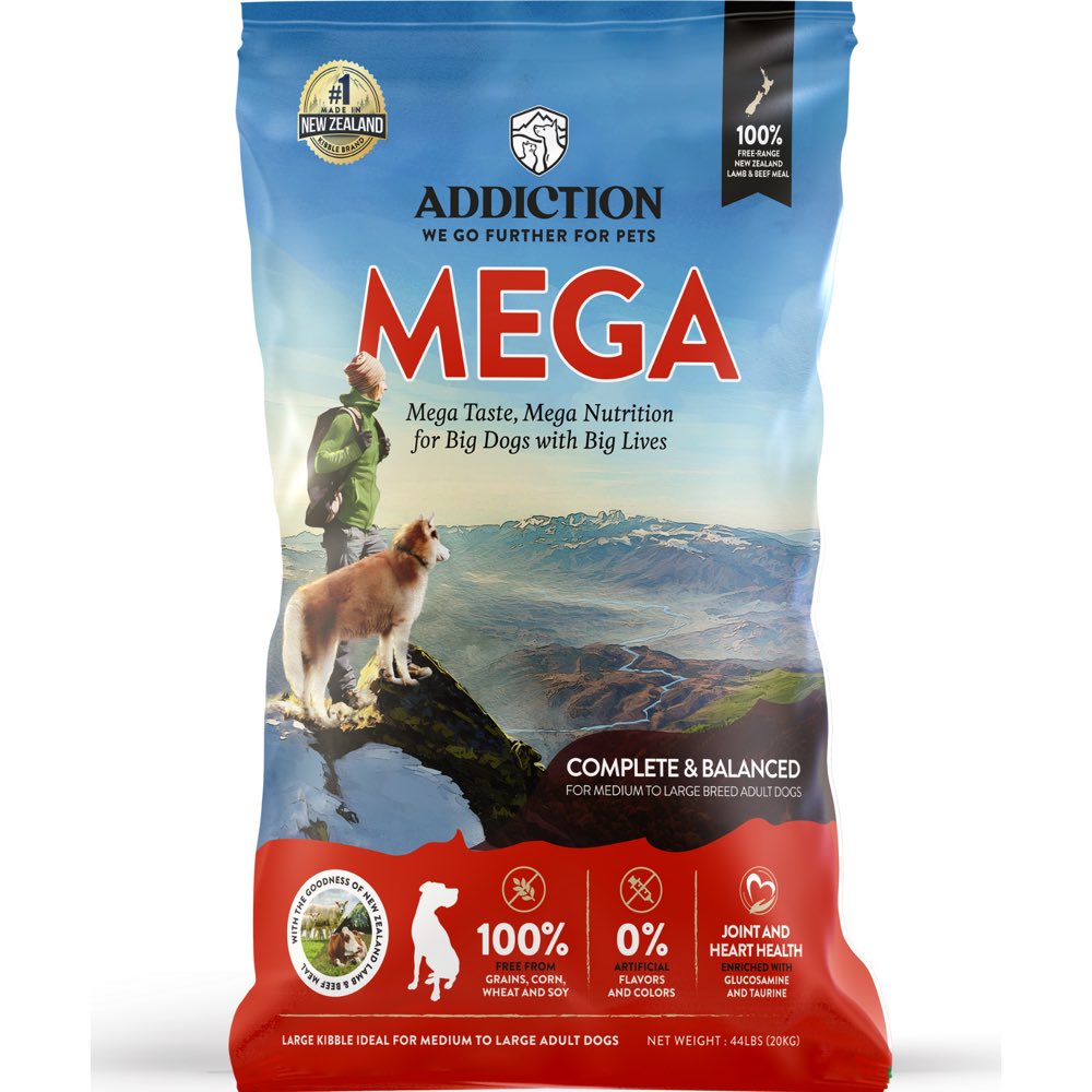 15% OFF/FREE TREATS: Addiction Mega Grain Free Dry Dog Food 44lb (20kg)