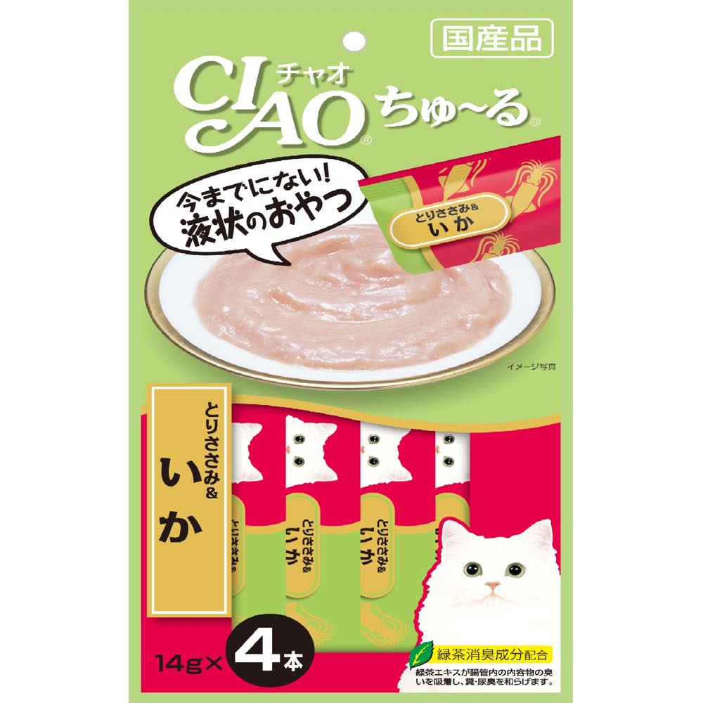 3 FOR $16: Ciao ChuRu Chicken Fillet & Squid Liquid Cat Treat 56g