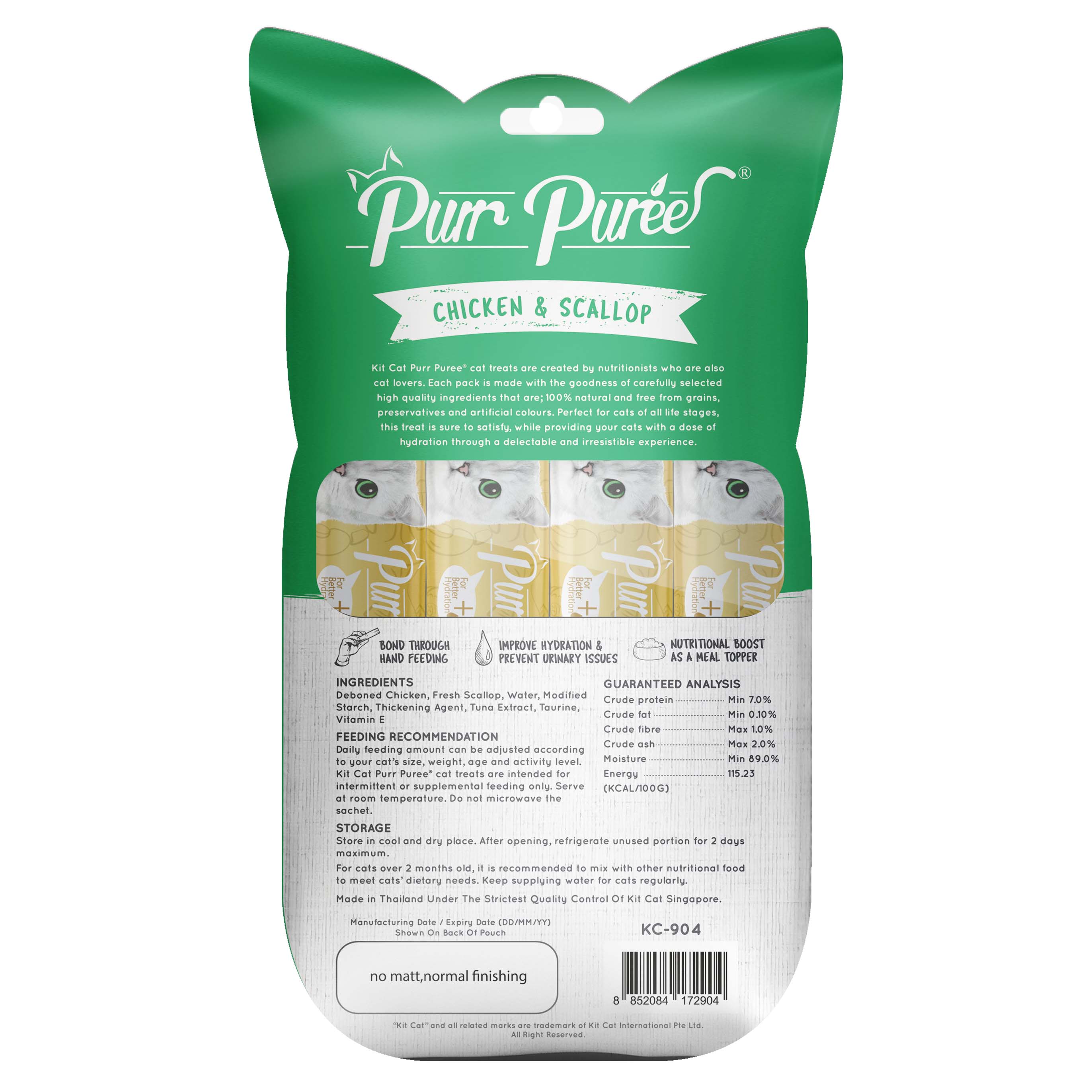 4 FOR $14: Kit Cat Purr Puree Chicken & Scallop Cat Treats 60g