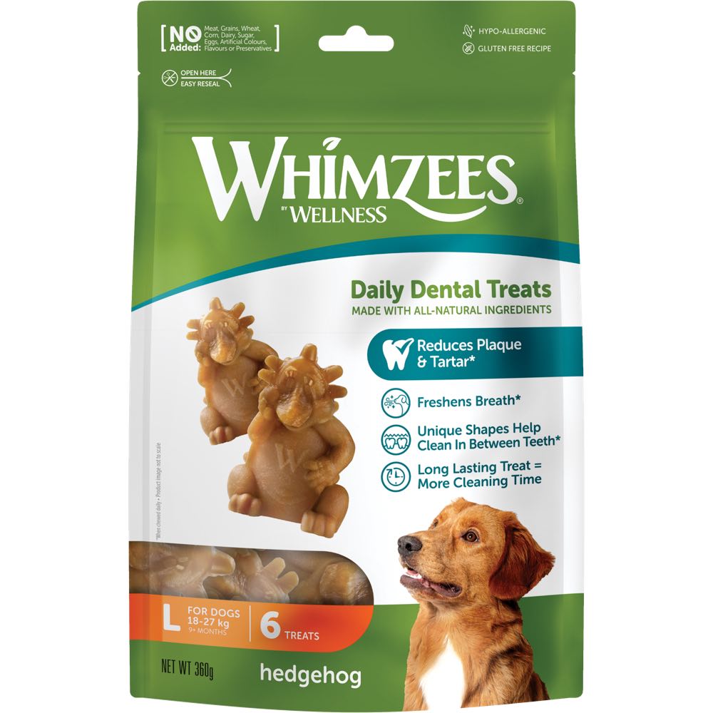 $3 OFF (Exp Dec 25): Whimzees Hedgehog Large Grain-Free Dental Dog Treats 6pc