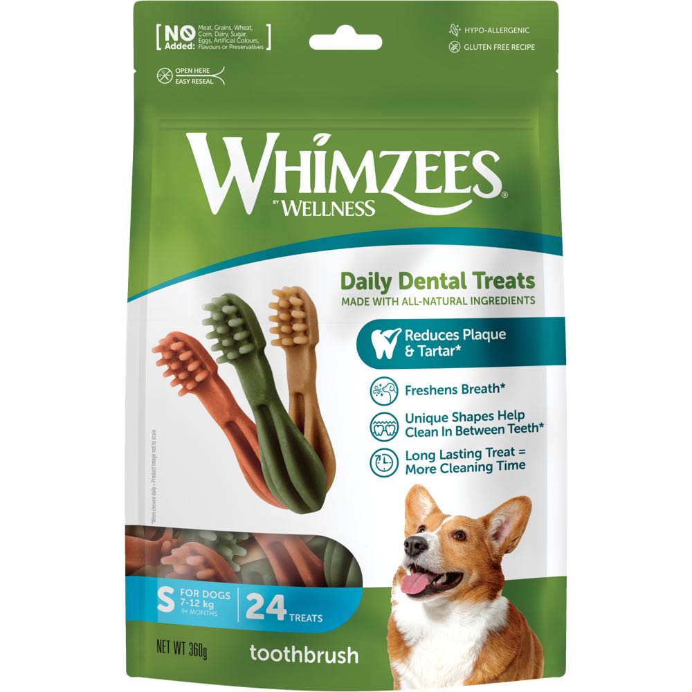 Whimzees Toothbrush Small Grain-Free Dental Dog Treats 24pcs