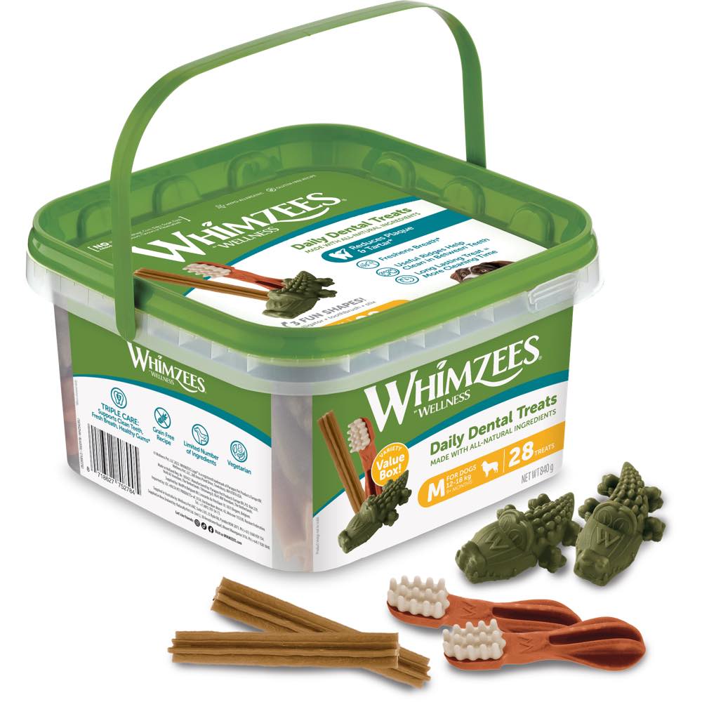 $12 OFF: Whimzees Variety Value Box Medium Grain-Free Dental Dog Treats 28pc