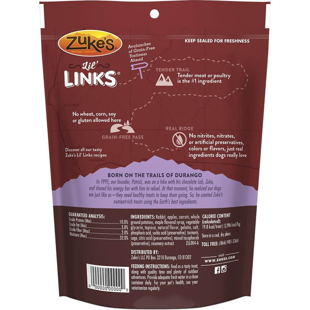 Zuke's Lil?? Links Rabbit & Apple Grain Free Dog Treats 6oz